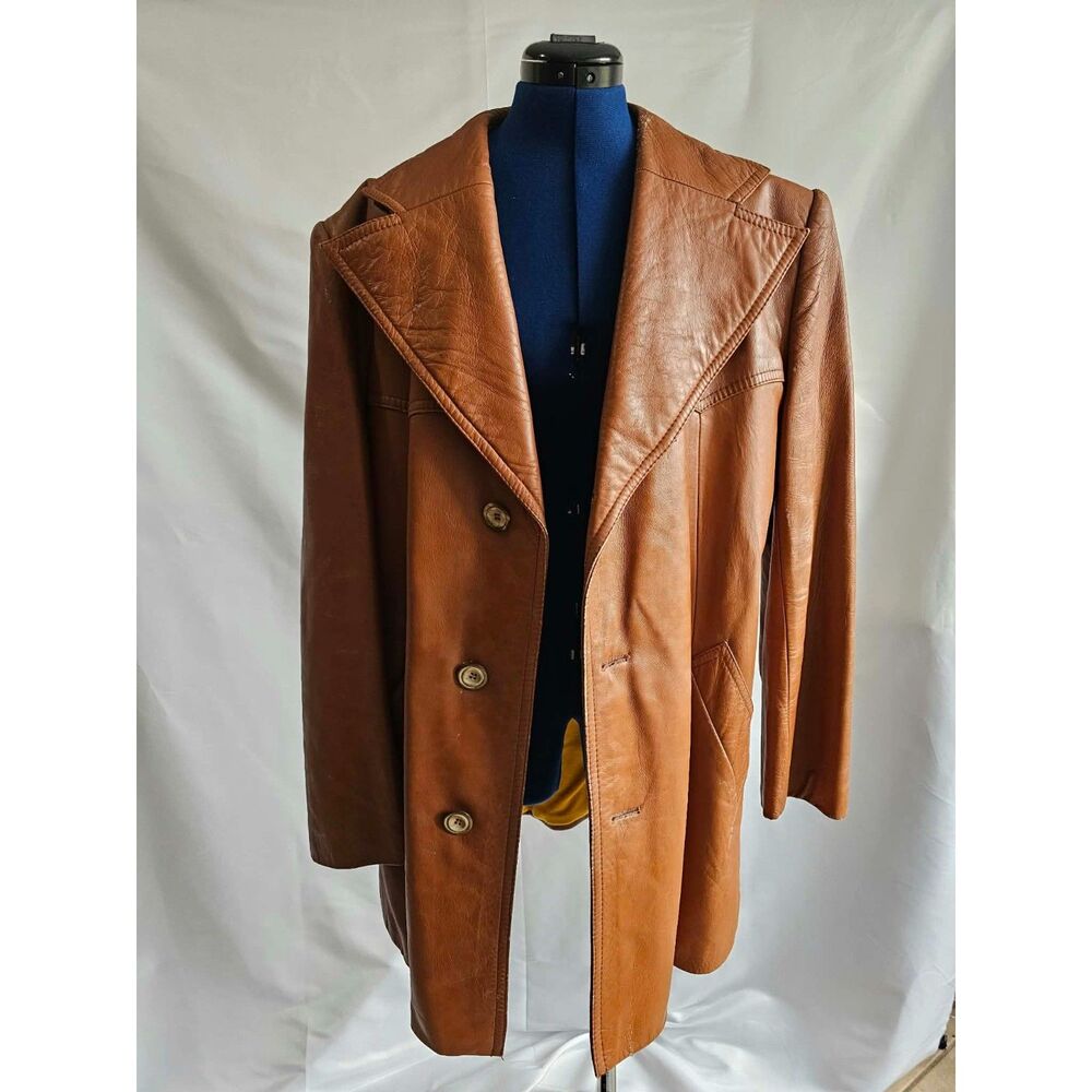 Vintage Induyco Leather Jacket Antiquecore Grandpacore Brown Leather Blazer Coat
